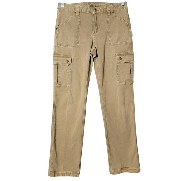Duluth Trading Co Pants - Duluth Womens Tan Curvesetter Waistband Pants 8x33 Carpenter Work Cargo Outdoor